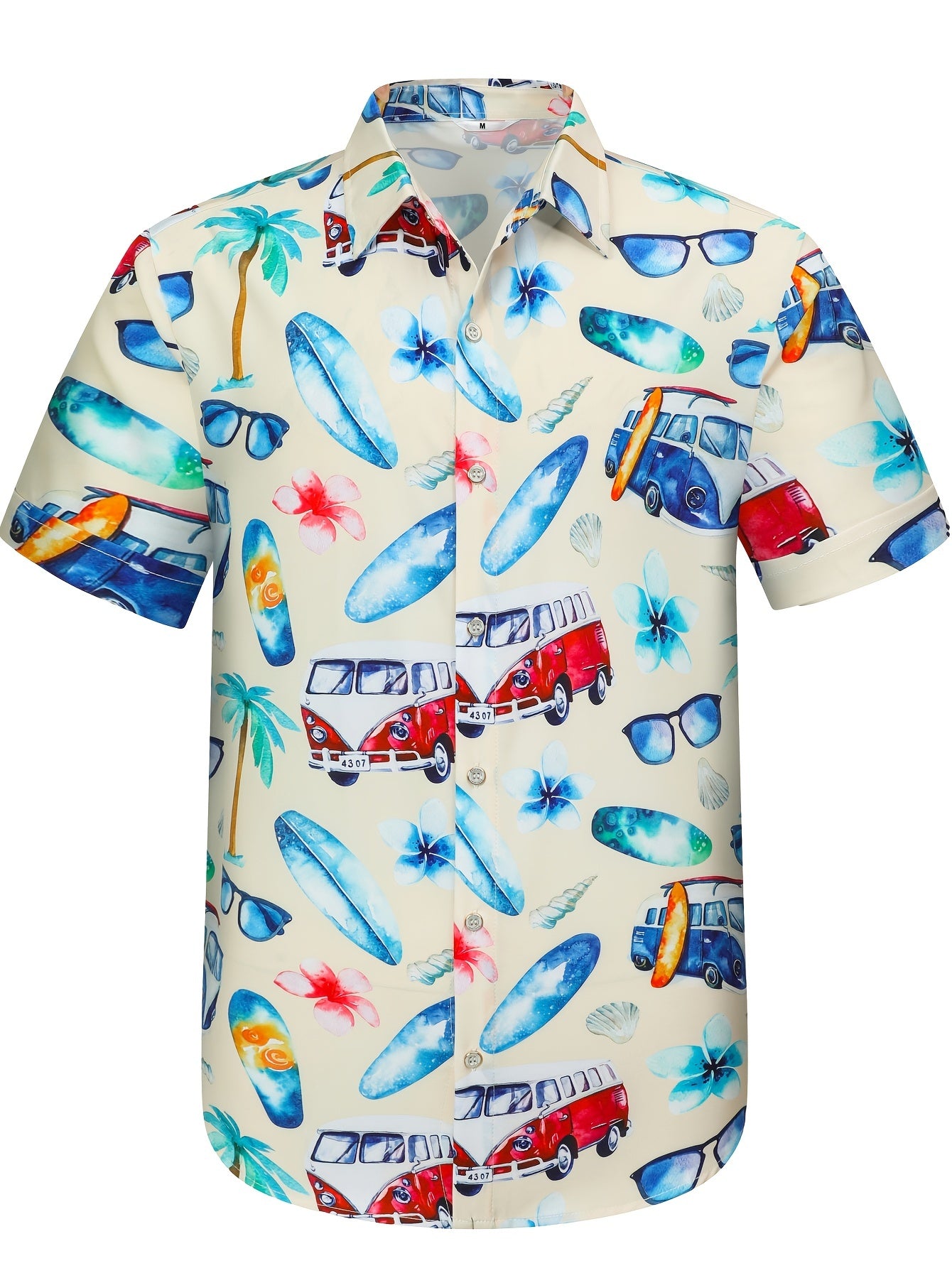 Tropical Hawaiian Shirt Men's Short Sleeve Button Up Beach Vacation Shirt