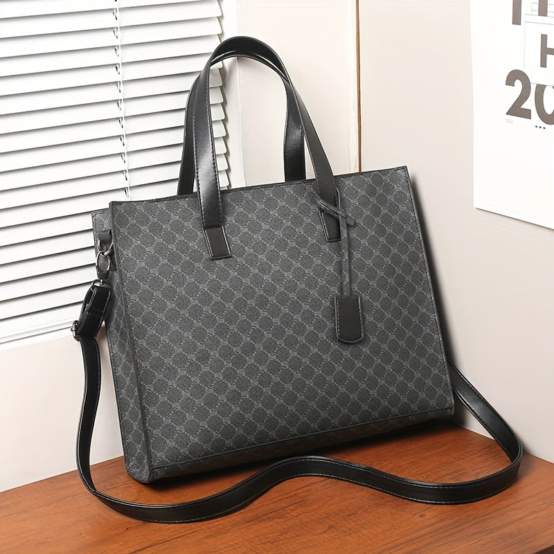 Leather Business Briefcase Tote Bag Waterproof Wear resistant Messenger Bag