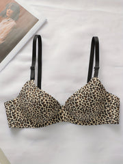 Leopard Print T Shirt Bra Comfy & Breathable Push Up Bra