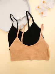 2pcs Knitted Ribbed Sports Bras Yoga Workout Bra Women's Lingerie