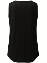 Pleated Tank Top Sleeveless Crew Neck Summer Top