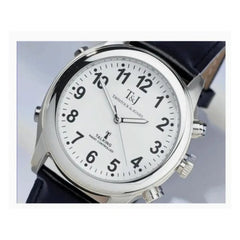 RC Talking Watch w/ Leather Strap Time/Date Luminous Hands Large Face Unisex