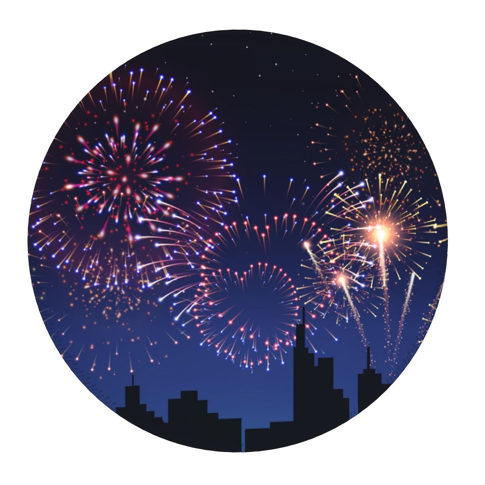 Fireworks Pattern Round 20x20cm Game Mouse Pad with Rubber Seam Border