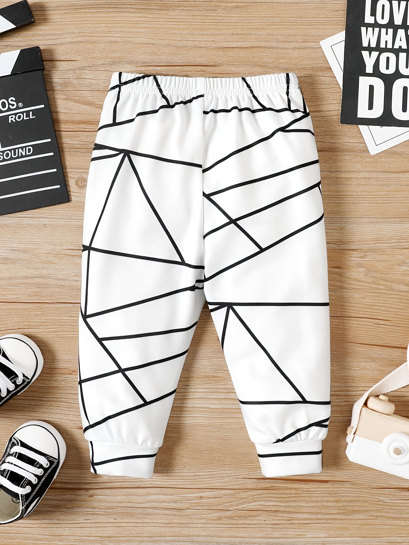 Baby Boy Geometric Print Pants with Leather Patch