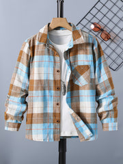 Toddler Boys Plaid Button Down Shirt Long Sleeve Outwear Jacket
