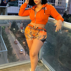 Graphic Print Bodycon Shorts High Stretch Sports Shorts