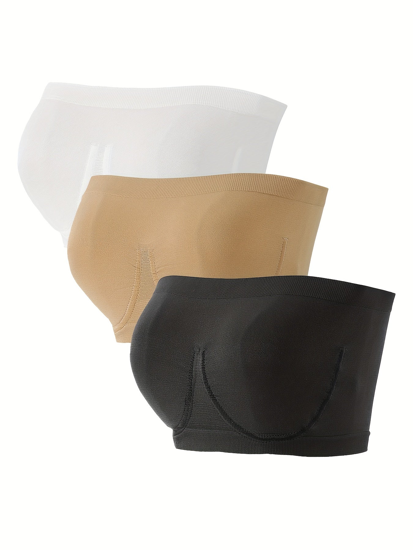 3pcs Strapless Bandeau Bras Comfy & Soft Stretch Everyday Bra