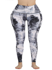 Fashionable Ink Print High Waist Yoga Pants Slim Fit Ankle Length Activewear