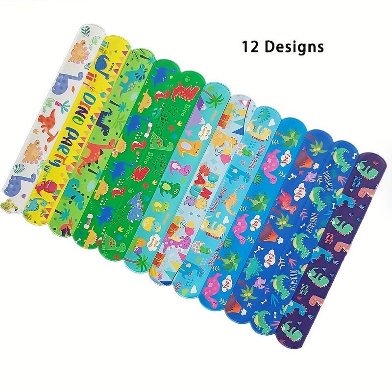 12pcs Dinosaur Slap Bracelets Kids Party Favors Boys Girls Birthday