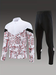 Boy's Geometric Pattern Training Suit Set Active Sports Outfit