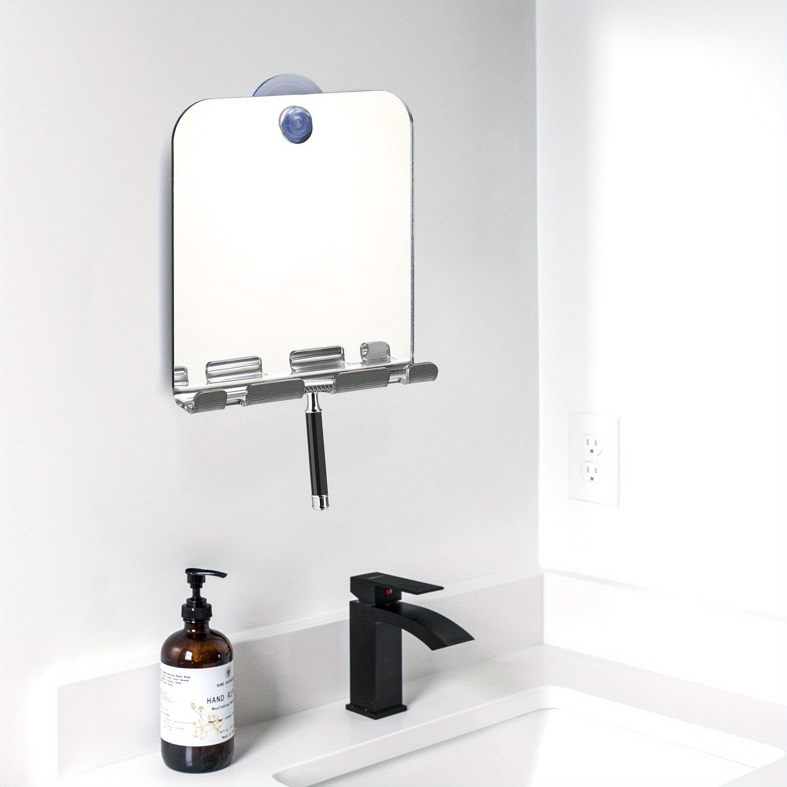 Fogless Shower Mirror with Shaver Holder
