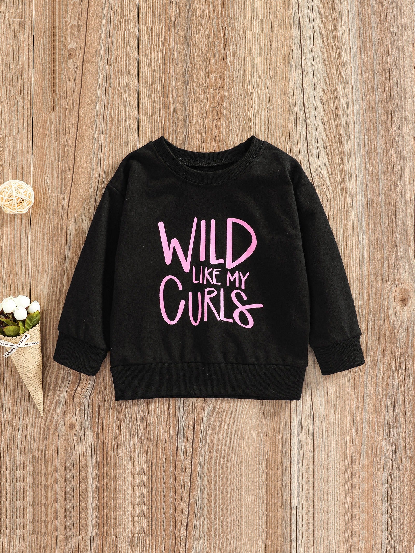 Toddler Girls Letter Print Sweatshirt, Long Sleeve