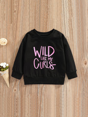 Toddler Girls Letter Print Sweatshirt, Long Sleeve