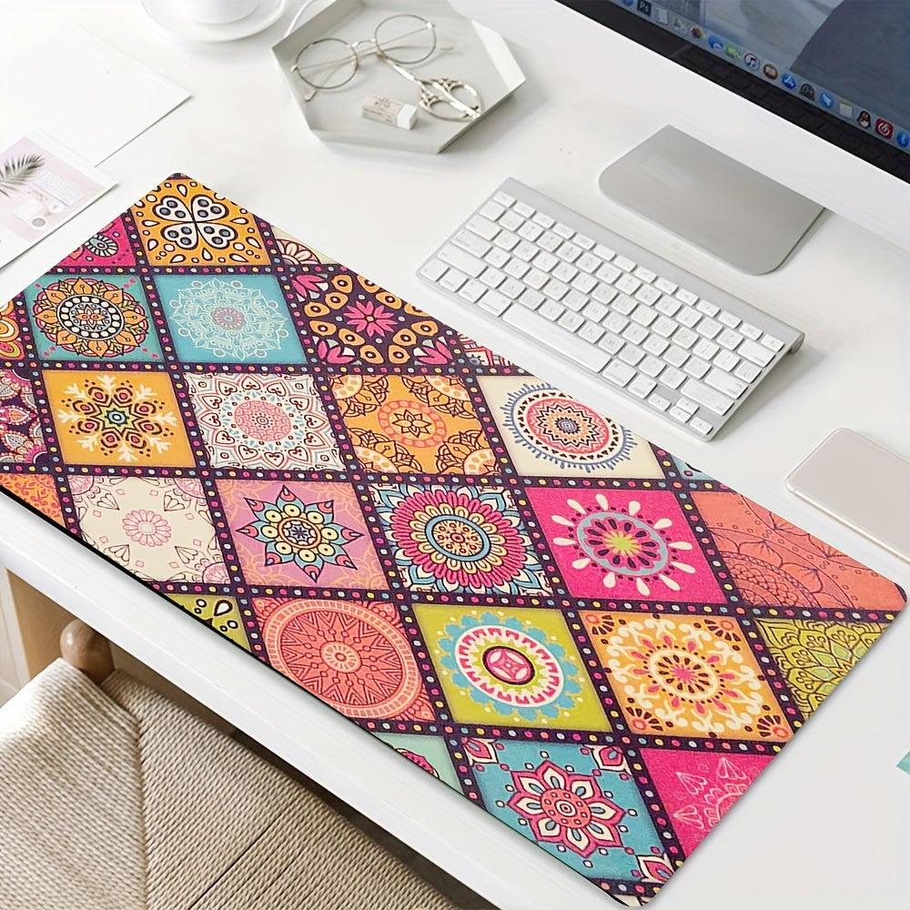 Retro Floral Pattern Mousepad Keyboard Pad Rubber Anti Slip Office Desk Mat