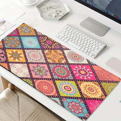 Retro Floral Pattern Mousepad Keyboard Pad Rubber Anti Slip Office Desk Mat