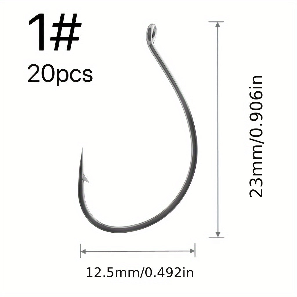 20pcs Barbed Fishing Hook Worm Bait Hooks Wide Gap Outdoor Tackle