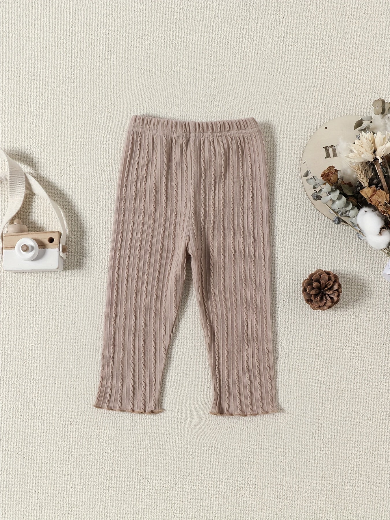 Baby Girl's Cable Knit Legging Pants with Bowknots