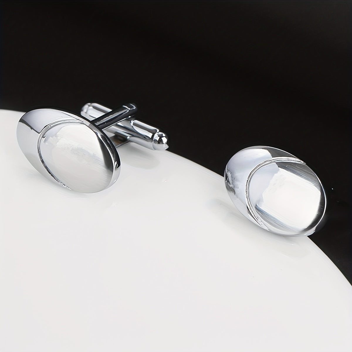 Glossy Nail-Shaped Business French Cufflinks 2-Pack