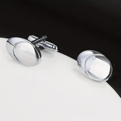 Glossy Nail-Shaped Business French Cufflinks 2-Pack