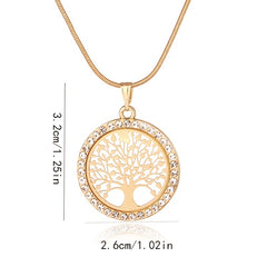 Hollow Rhinestone Necklace Pendant Set Tree Of Life Necklace