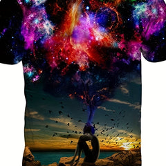 Men's Galaxy Tee Top for Summer Outdoor Fathers
