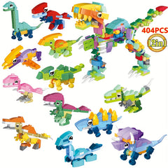 12-in-1 Dinosaur Building Block Set - Create 12 Animals or Large Dinosaurs