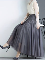 Pleated Tulle Skirt for Women Spring & Fall Wear