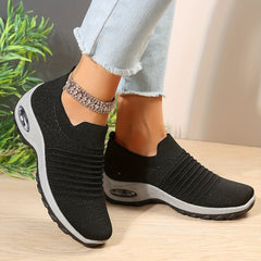Women's Air Cushion Sole Slip-On Sneakers Low Top Casual Shoes