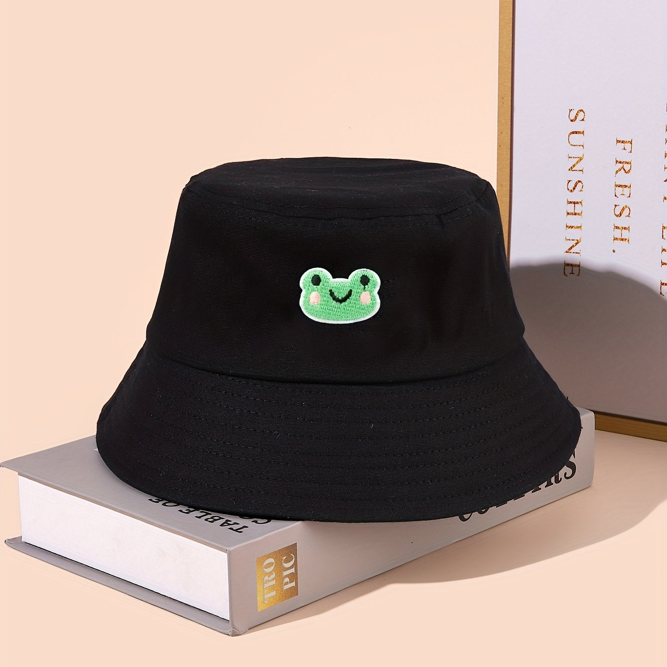 Frog Embroidery Bucket Hat Cartoon Fisherman Cap