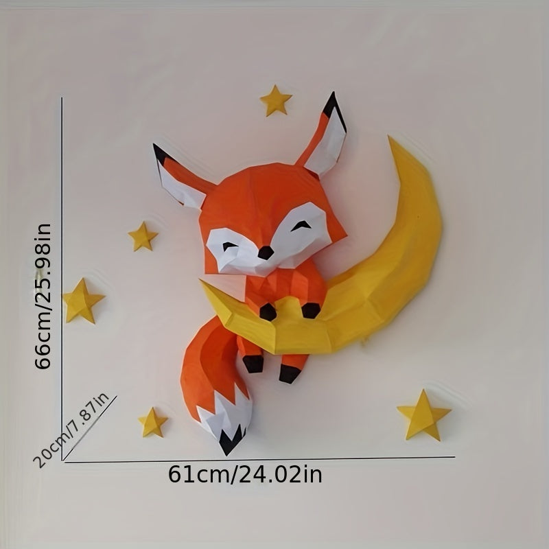 DIY Fox Standing On Rock Paper Mold for Home Wall Hanging
