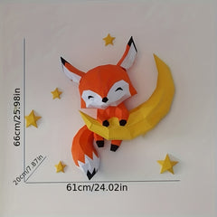 DIY Fox Standing On Rock Paper Mold for Home Wall Hanging