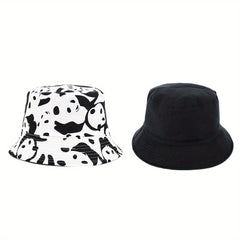 Printed Bucket Hat Cartoon Pattern Reversible Sunscreen Fisherm