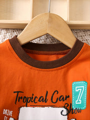 Boys 2pcs Pajamas Long Sleeve Top & Pants TROPICAL CAR ADVENTURE Print Set