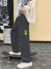 Wide Leg Sweatpants Men's Casual Solid Drawstring Pants