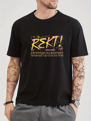 Men's Cotton Letter Print Graphic Crew Neck T-shirt for Summer