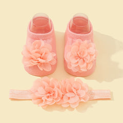 Baby Girls Flower Socks & Headband Set
