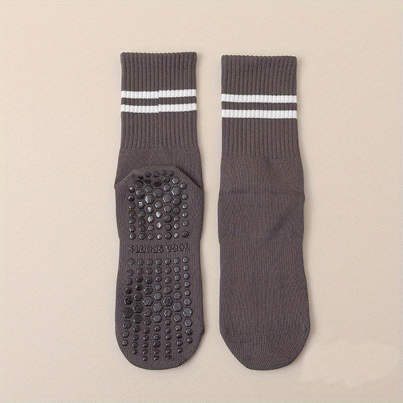 Silicone Yoga Socks Non Slip Striped Sports Socks With Grips