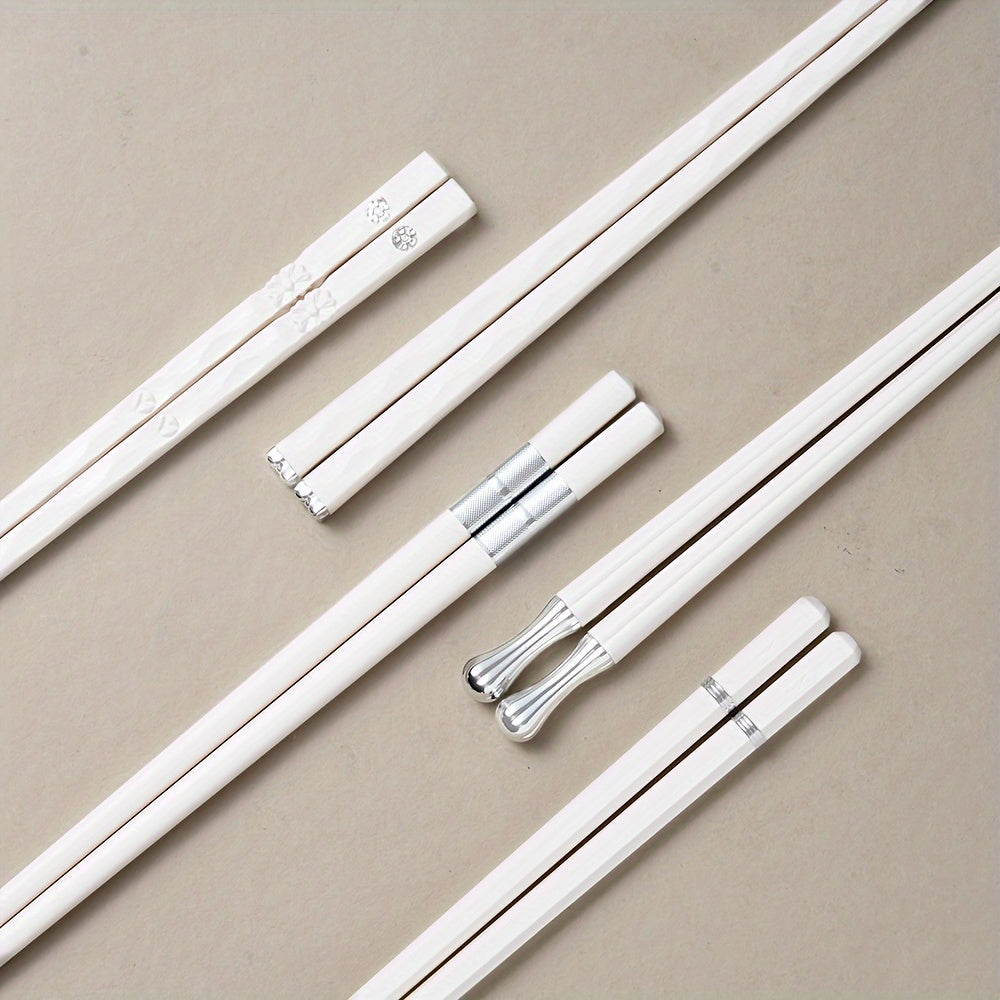 5 Pairs Reusable Metal Chopsticks for Outdoor and Home Use