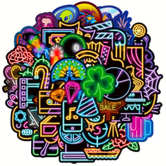 Neon Graffiti Sticker Pack - Waterproof Fun Stickers