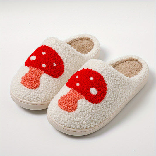 Cozy Plush House Slippers Mushroom Shoes Men Winter Anti-slip Indoor