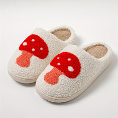 Cozy Plush House Slippers Mushroom Shoes Men Winter Anti-slip Indoor