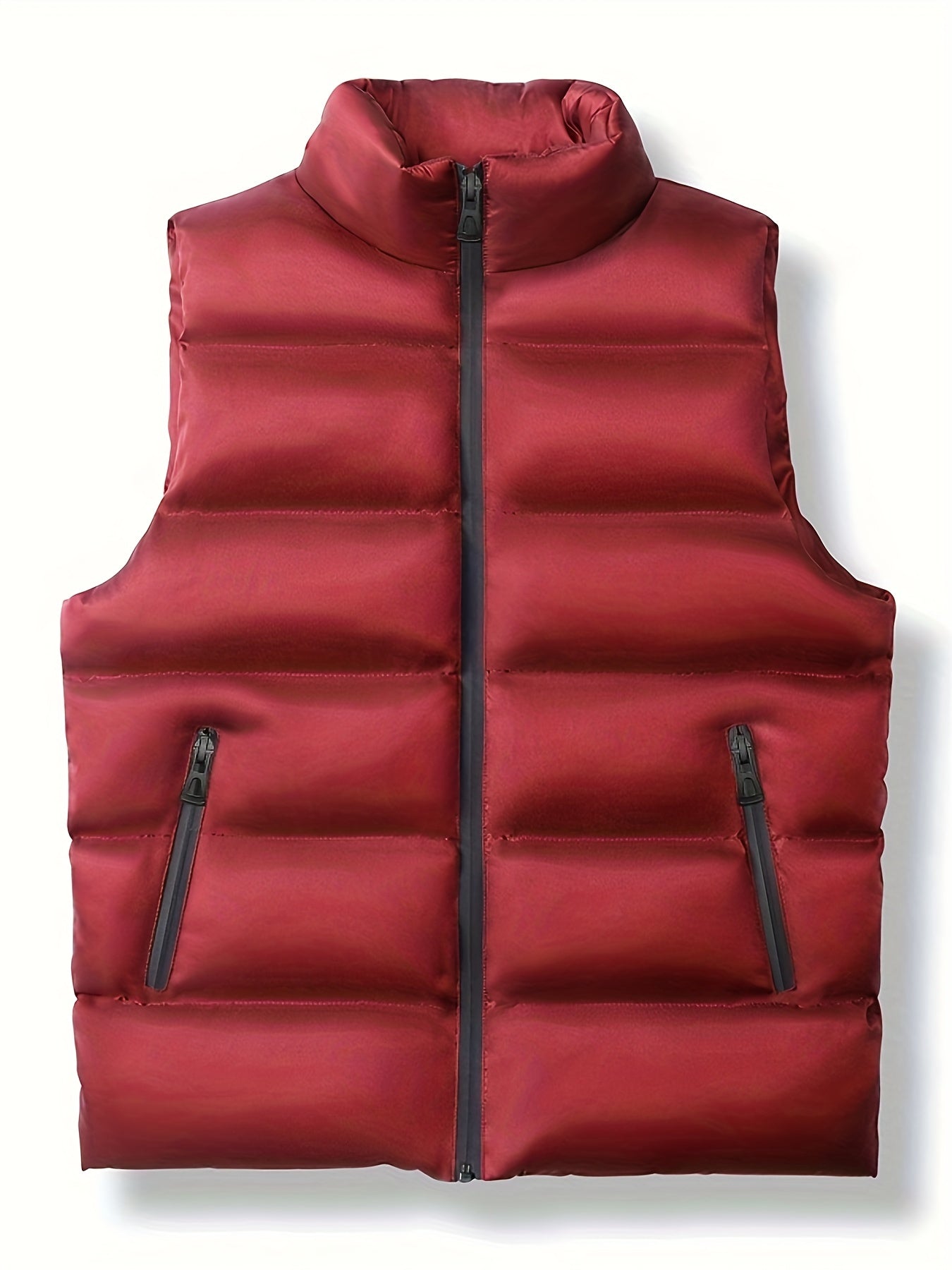 Men's Casual Zipper Pockets Stand Collar Zip Up Vest