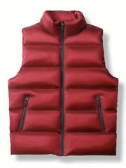 Men's Casual Zipper Pockets Stand Collar Zip Up Vest