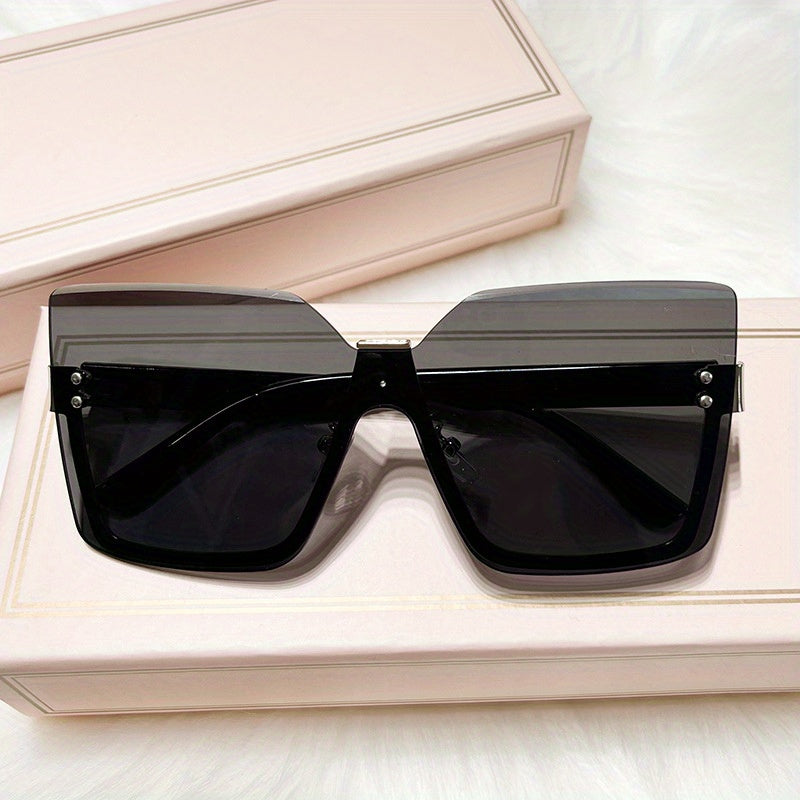 Men's Square Oversized Sunglasses Gradient Lenses Copper Metal Glasses UV400