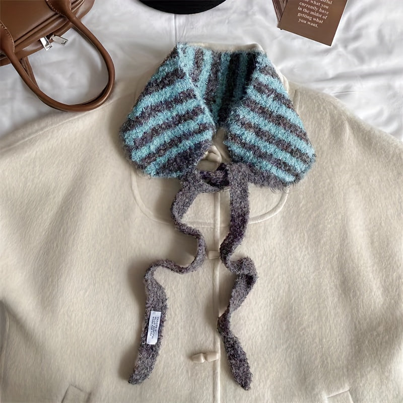 Striped Scarf for Women Autumn Winter Fashionable Ear Warmer & Hat Accessory