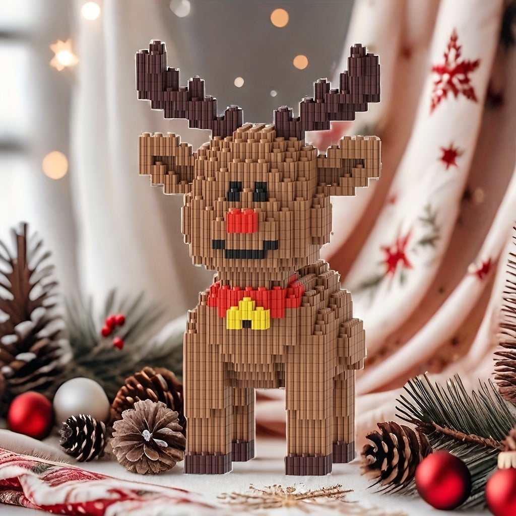 2500pcs Christmas Reindeer Building Block Set DIY 3D Puzzle Craft Toy
