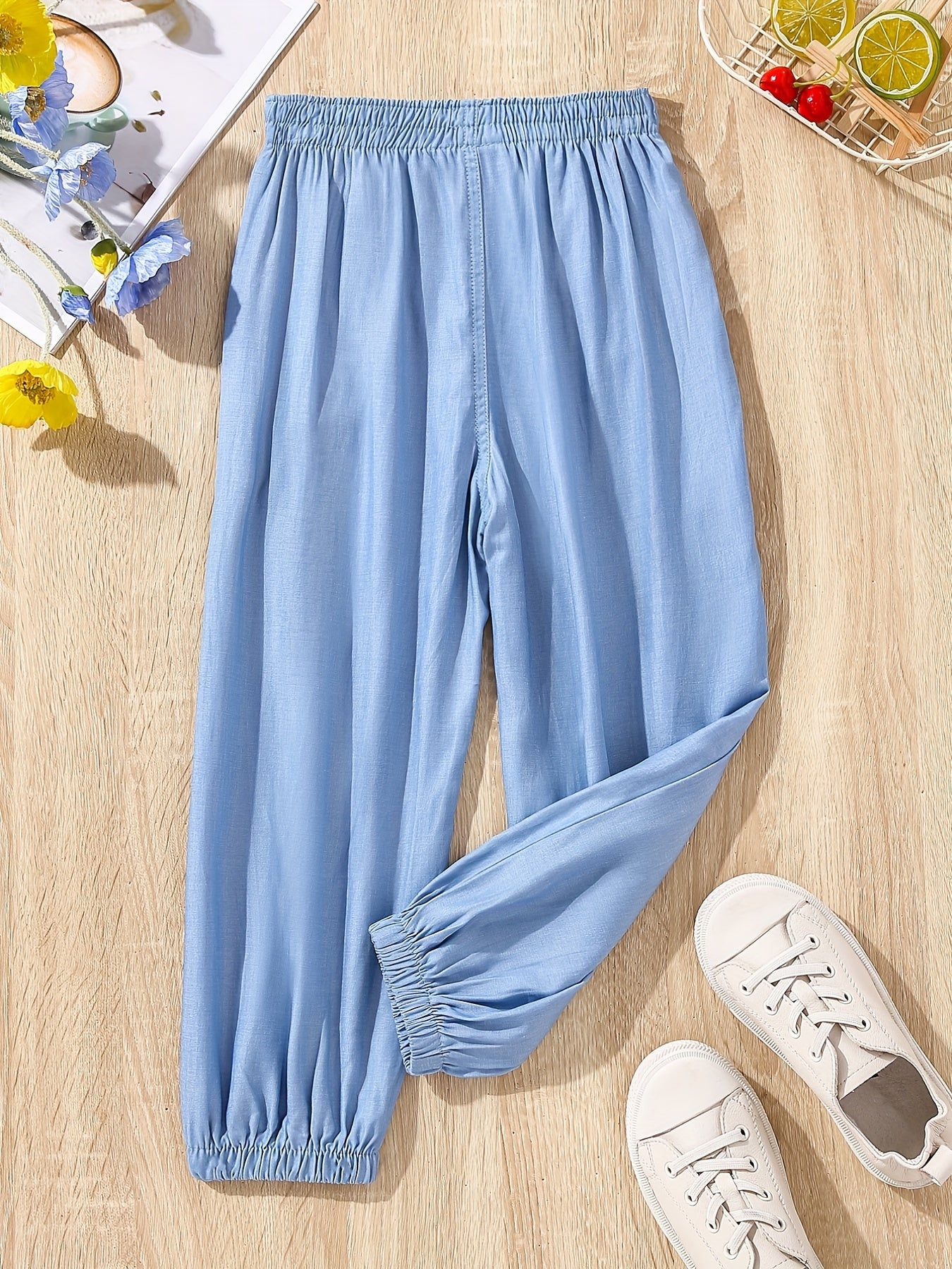 Girls Cartoon Bear Loose Casual Pockets Jeans Summer Clothes