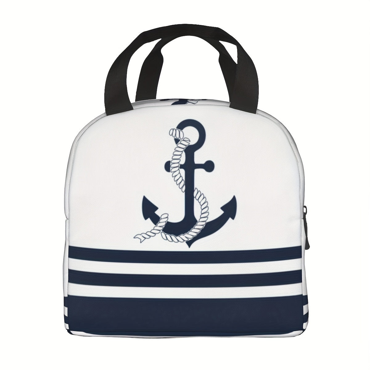 Nautical Anchors Insulated Lunch Bag & Stripes Waterproof Tote