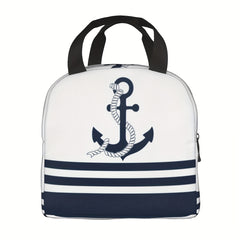 Nautical Anchors Insulated Lunch Bag & Stripes Waterproof Tote