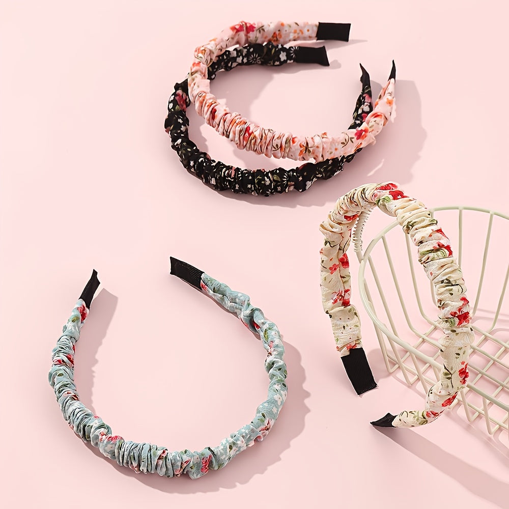 4pcs Sweet Floral Hair Hoop Headwear for Baby Girls